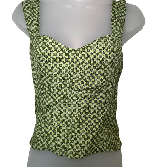 Reformation Hester Top Piccolo Green Smocked Back Tank NWT Size 6 - Picture 2 of 6